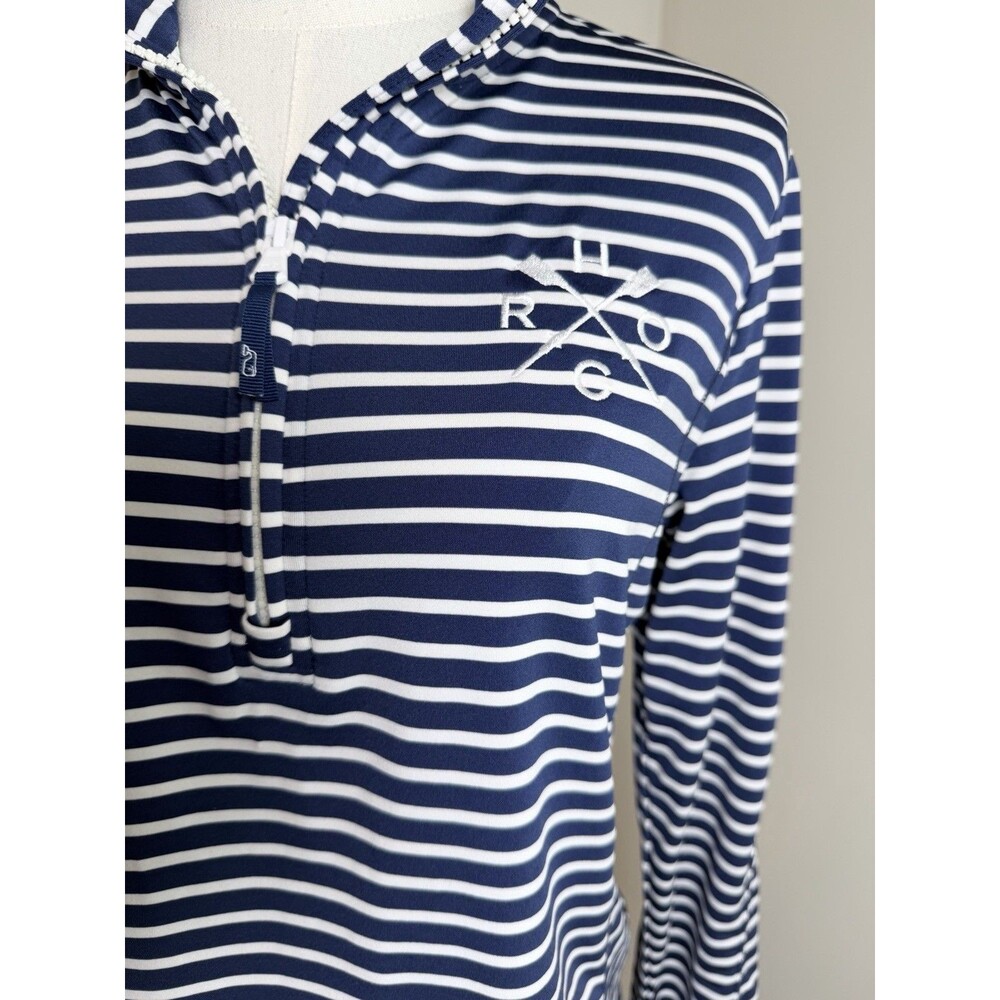 Vineyard Vines Sankaty Shep Shirt Women’s Small Navy White Striped Quarter Zip - Picture 5 of 14